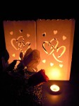 Twin Heart White Lantern Candle Paper Bags - Outdoor Lighting - 10 Pack